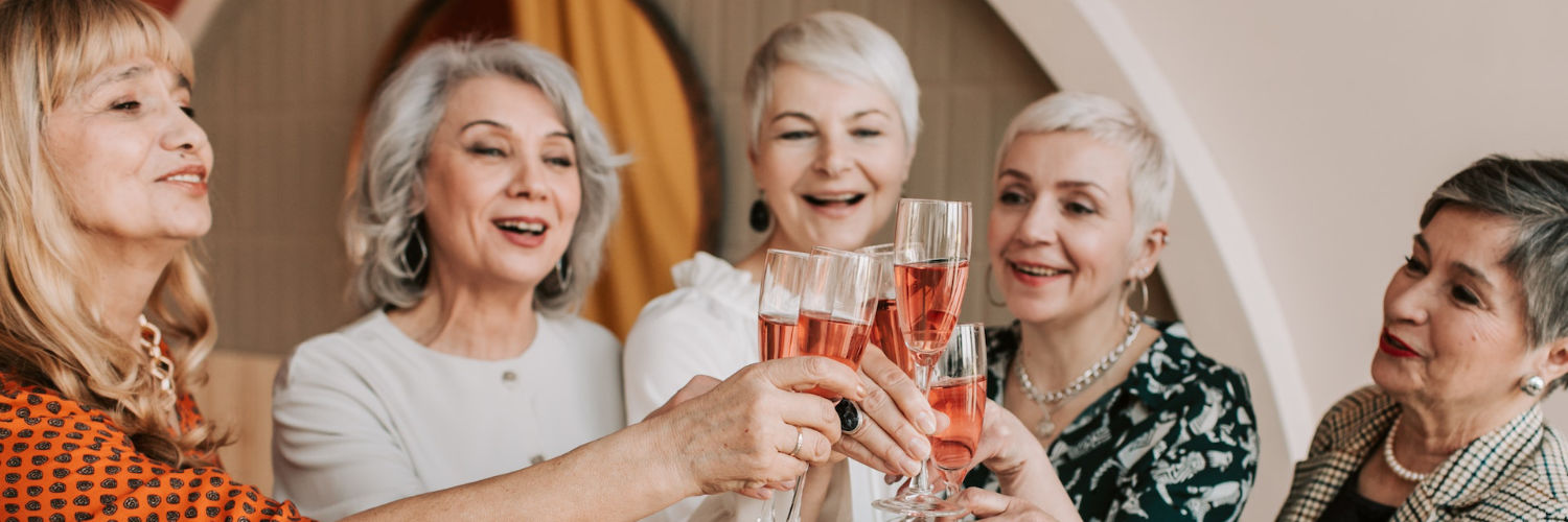 Women sparkling wine cheers