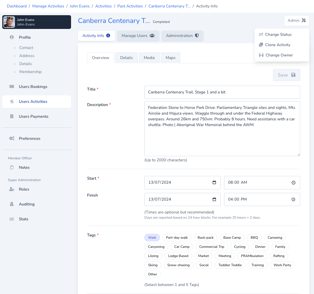 Activity Management - old interface