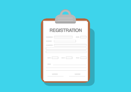Registration form on blue background
